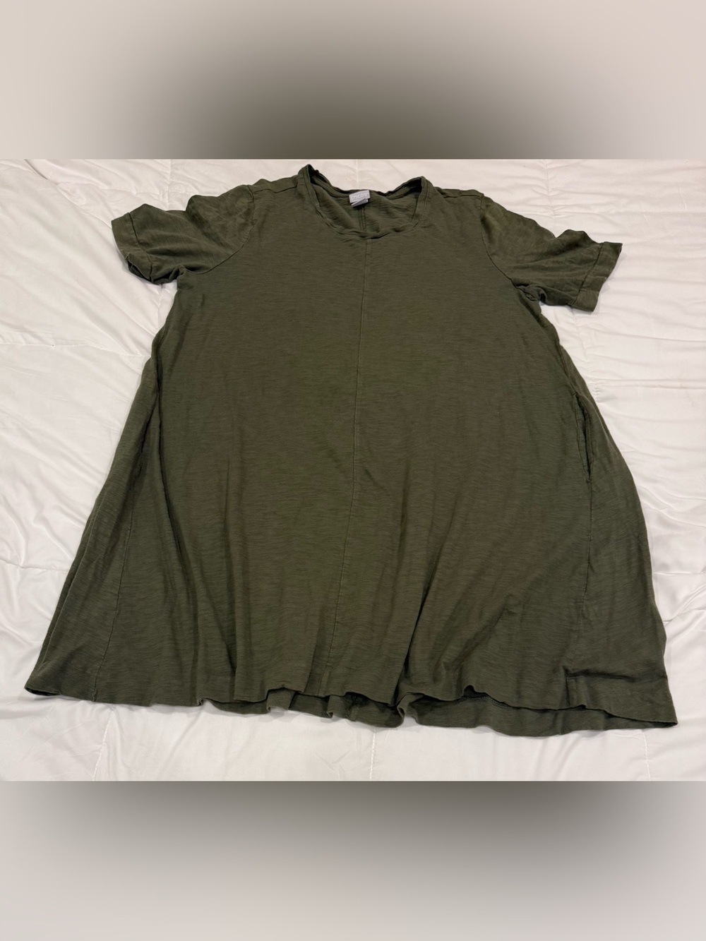Chico's Olive Green Short Sleeve T-Shirt Swing Dress Size 3 XL